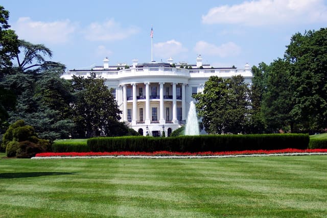 The White House seen across its south lawn