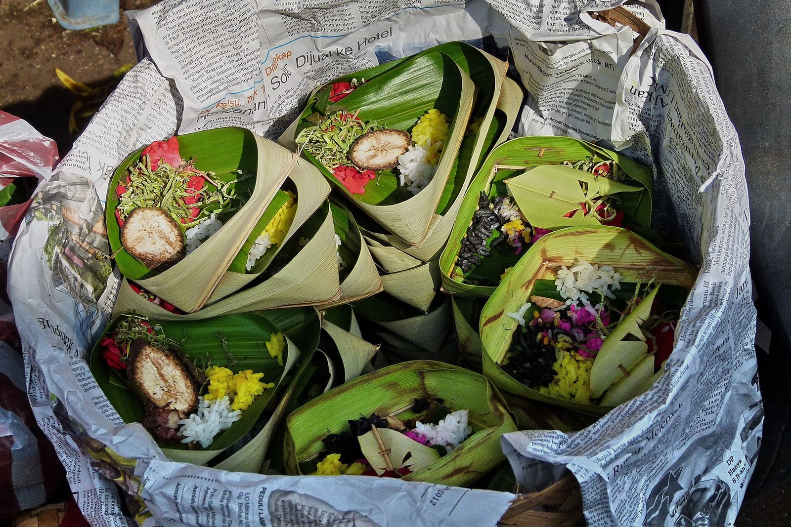 Offerings for sale at a market in Bali
