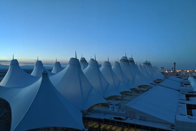 The tented roof of Denver International Airport