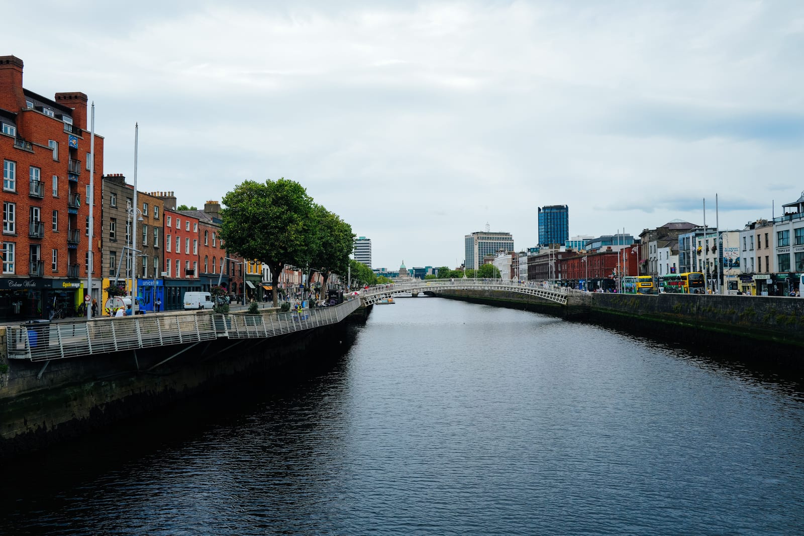 The River Liffey in Dublin, lined with buildings