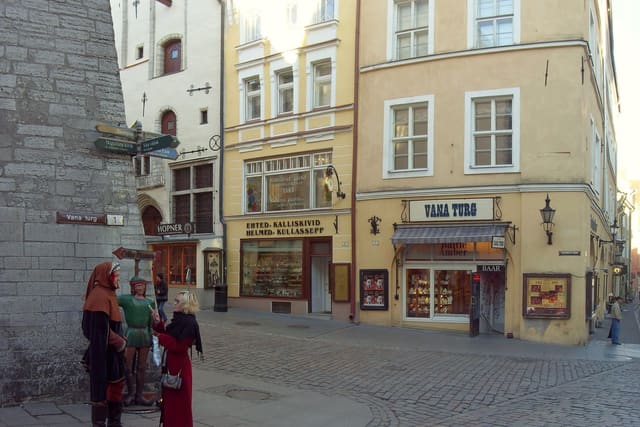 A street in Tallinn's Old Town with pastel facades