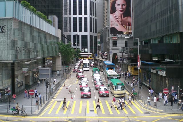 A pedestrian crossing on Pedder Street in Hong Kong