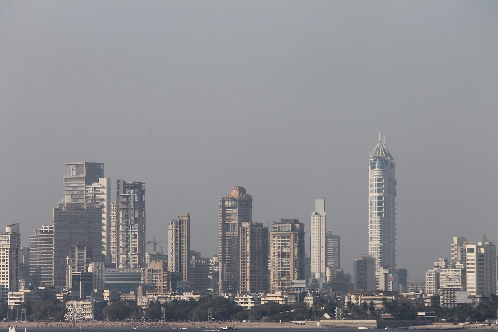 The Mumbai skyline on a hazy day
