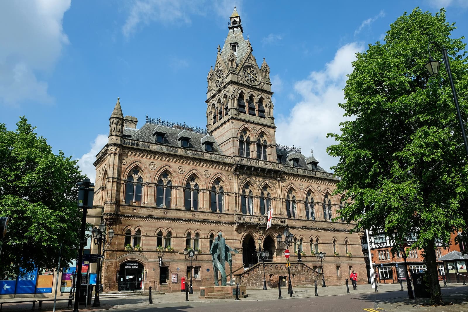 A Victorian town hall on a sunny day