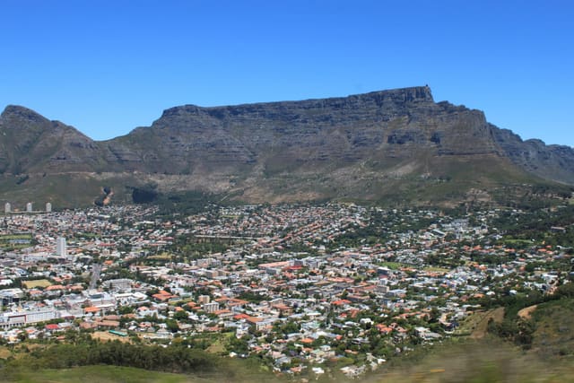 Cape Town and Table Mountain under a clear sky