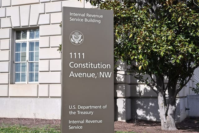 The sign outside the IRS building in Washington