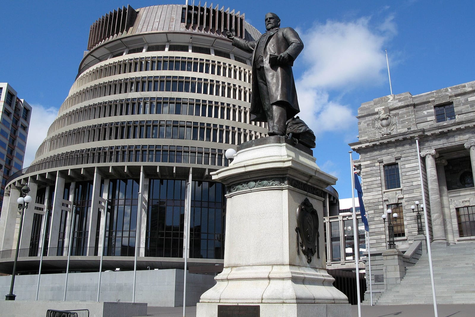 The Beehive parliament building in Wellington