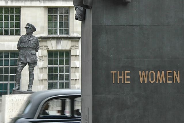 A statue and memorial on Whitehall in London