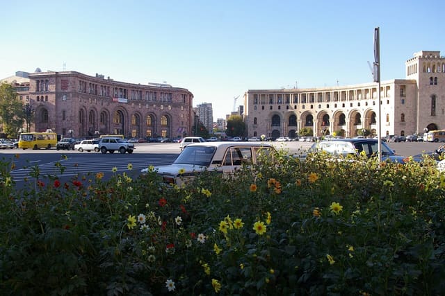 Government buildings on Republic Square in Yerevan